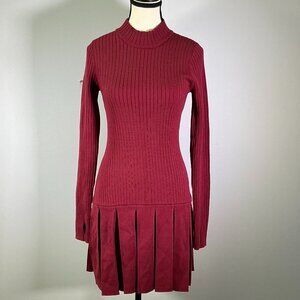 Free People Emmy Women's Size S Red Pleated Skirt Mini Dress NWT